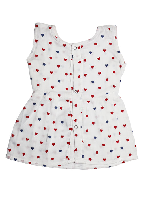 Muslin Heart Print Frock